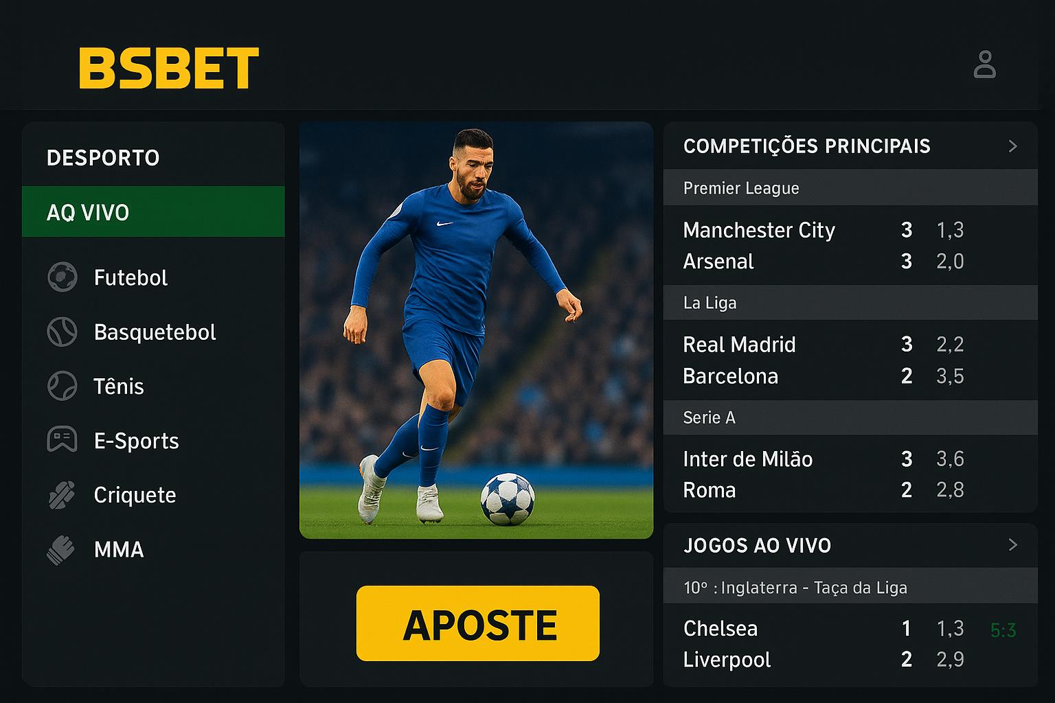 Aposte em apostas esportivas no cassino online BSBET
